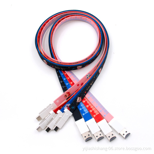 Yijiashishang Custom Promotion Gifts 3 in 1 Polyester Lanyard with USB Charging Cable and 16, 64GB TF Card U Disk